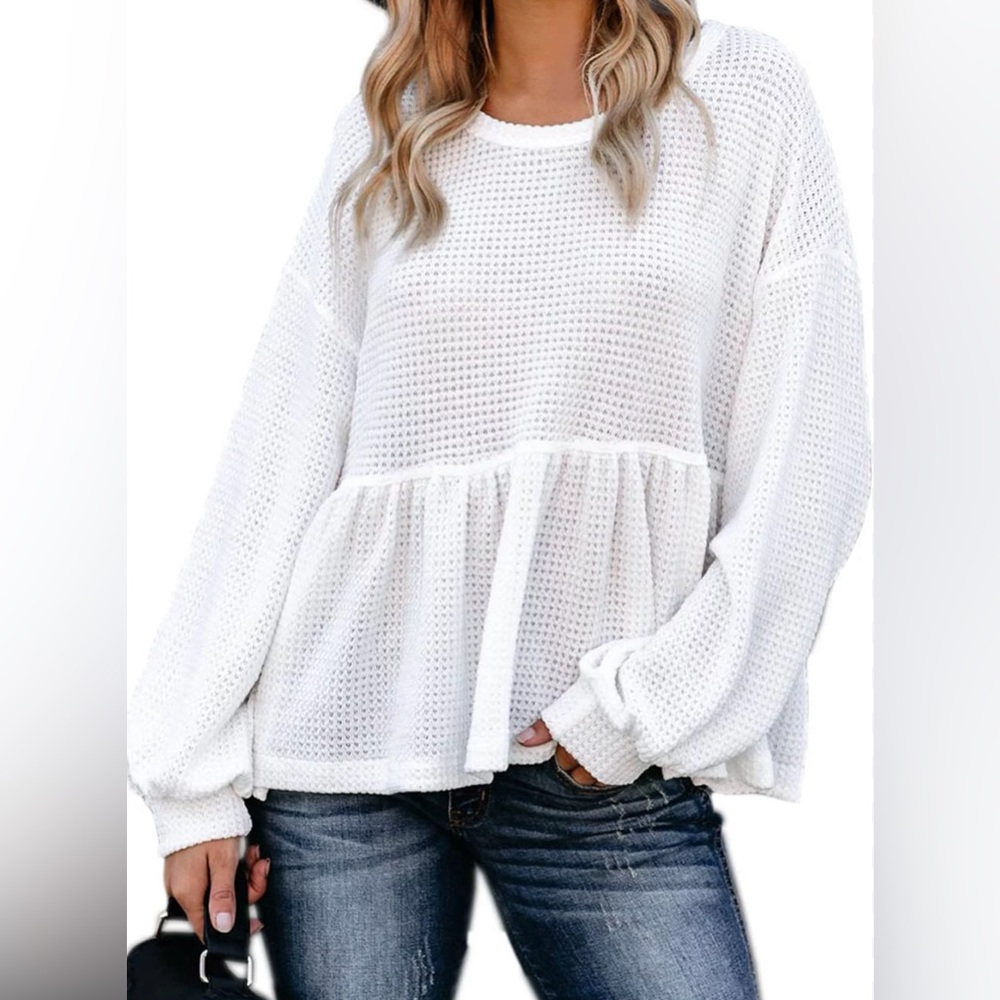 Vici waffle peplum top